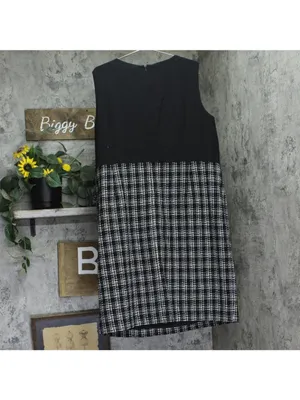 NWT Kasper Sheath Dress with Tweed Skirt 10916487 Black Multi 20W thumbnail 4