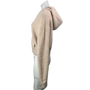 Skims Women's Cream Fleece Fuzzy Teddy Full Zip Hoodie Sweatshirt Top Size S thumbnail 2