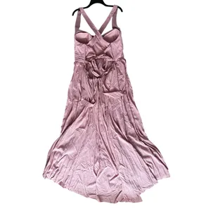 AZAZIE Blush Pink Maxi Dress Criss Cross Open Back Tie Waist thumbnail 3