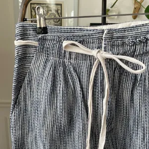 Free People Blue Stripe Taper Pants Tie Waist 4 thumbnail 3