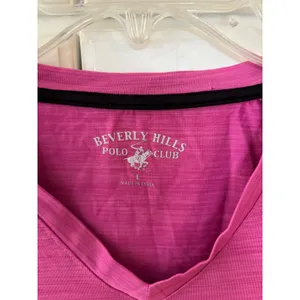 Beverly Hills Polo Club Pink Space Dye V-Neck Activewear Top Womens Large‎ thumbnail 3