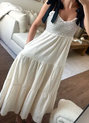 Adelyn Rae Cream and Black Midi Dress thumbnail 2