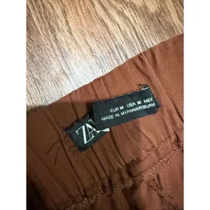 Zara brown cross front wide leg culotte pant size M thumbnail 4