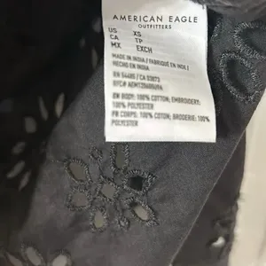 American Eagle Outfitters Black Eyelet Button Down Top(Size XS) thumbnail 8