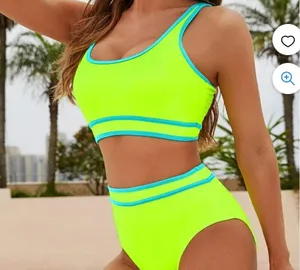 Women's Tie Back Padded High Cut Bralette Bikini thumbnail 3