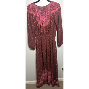 Chelsea‎ & Violet Small Womens Maxi Dress Long Sleeve Burgundy Boho Peasant thumbnail 13