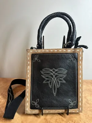 Idyllwind Black Leather & Suede Western Crossbody Tote Bag Embroidered Strap thumbnail 1