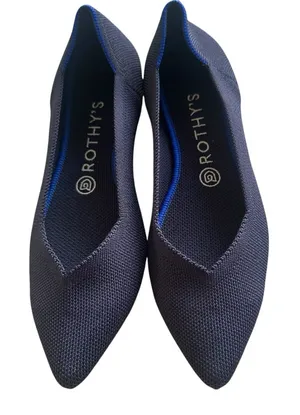 Rothy’s The Point Navy‎ Blue Knit Pointed Toe Flats Size 7.5 thumbnail 1