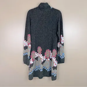 Shana K Dark Gray Pink Polka Dot Floral Turtleneck Shift Dress Small Retro thumbnail 9