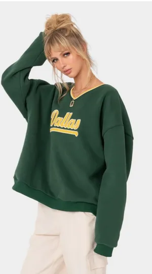 edikted green oversized sweatshirt dallas green Small thumbnail 3