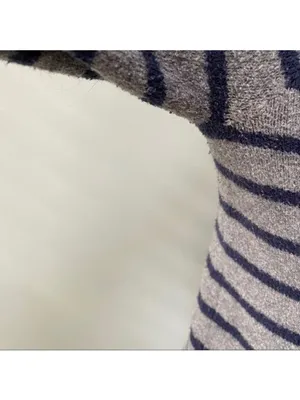 Gap Gray and Navy Stripe V Neck Sweater thumbnail 4