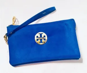 Tory Burch Blue Nylon Wristlet Wallet EXC CONDITION thumbnail 1