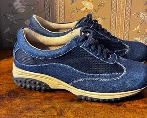 Woman Casual Denim Lace-Up Sneakers in Navy thumbnail 1