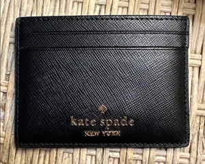 Kate Spade Black Card Case with Gold Logo thumbnail 1