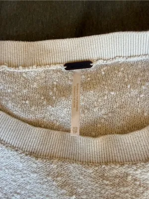 Free People Cream Textured Balloon-Sleeve Crewneck Sweater thumbnail 2