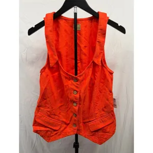 Free People NEW Free-Est Cara Cherry Tomato Red Collared‎ Vest Top Striped Small thumbnail 2