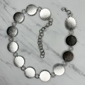 Chunky Blue Studded Concho Silver Chain Belt XS/Small (XS/S) Western Statement ✨ thumbnail 2