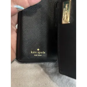 Kate Spade‎ Black Wristlet Wallet Gold Hardware Logo 6.5x3.5 EUC thumbnail 4