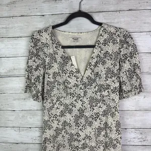 Madewell Puff-Sleeve V-Neck Midi Dress in Floral Size 4 thumbnail 5