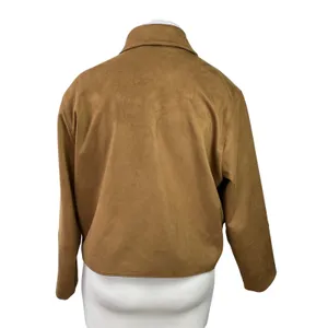 Abercrombie & Fitch Brown Vegan Faux Suede Long Sleeves Crop Coat Jacket Size XL thumbnail 3