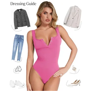 NWT Popilush Tummy‎ Control Henley Button Down Thong Body Suit - XL/XXL thumbnail 2