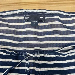 Gap Blue and White Banded Off the Shoulder Striped Blouse Womens Small thumbnail 3