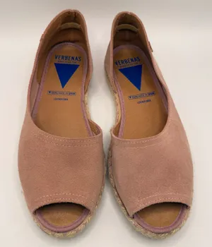 VERBENAS Pink‎ Suede Peep Toe Espadrille Flats Made in Spain Women Size 39 thumbnail 1