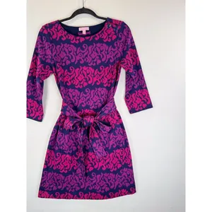Lilly Pulitzer Womens Dress Pink Jonah Jacquard Mini Waist Tie Resort Medium thumbnail 6