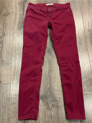 Hollister Jeans Womens 5R 27 Low Rise Skinny Pants Red Burgundy Stretch Y2K thumbnail 10