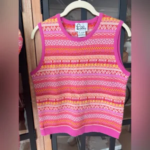 Vintage Lilly Pulitzer cashmere fair isle cardigan sweater colorful top set knit thumbnail 4