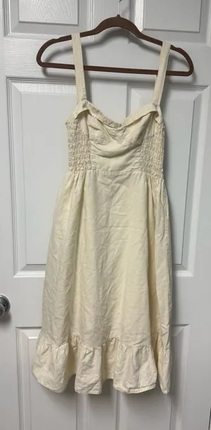 Women's Cream Midi Sundress with Ruffle Hem thumbnail 1