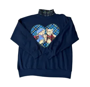 Vintage Basic Editions Turtleneck Sweatshirt Womens M Teddy Bear Plaid USA thumbnail 14