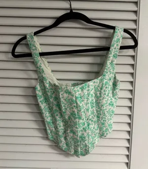 Zara Green Bustier Corset Top thumbnail 1