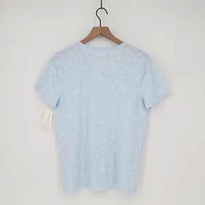 Charter Club Cropped Pajama Top‎ Womens Medium Blue Floral Cotton Button Front thumbnail 7