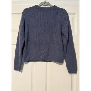 Quince Mongolian Cashmere Fisherman Crewneck Sweater Pullover Copenhagen Blue thumbnail 2