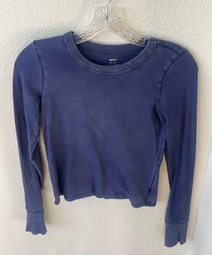 Aerie Navy Long Sleeve Shirt thumbnail 1