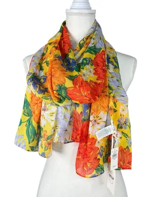aerie Wrap Scarf Bright Floral Print Sheer NWT thumbnail 1