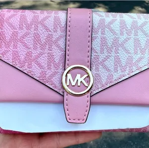 NWOT Michael Kors Pink and White Monogram Wallet thumbnail 1