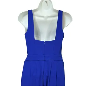 Express Royal Blue Deep V-Neck Sleeveless Straight Leg Jumpsuit Square Back thumbnail 5