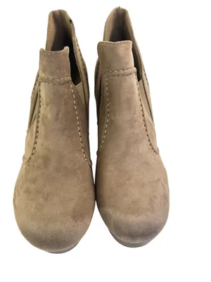 Pierre‎ Dumas Women's Pam Taupe Chunky Clog Bootie Size 9 Faux Suede 3.5” heel thumbnail 4