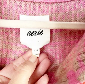Aerie Space Dye Quarter Zip Sweater Wool Blend Lip Gloss Pink Orange Zipper L thumbnail 5