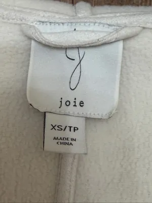 Joie Women’s XS Ivory Sherpa Fleece Hooded Long Vest Open Front (9207) thumbnail 4