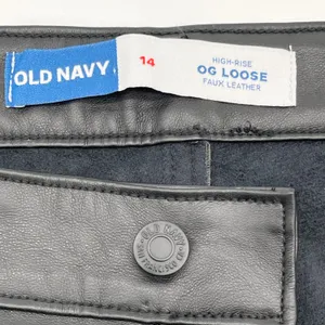 Old Navy OG Loose Faux Leather Pants Women 14 High Rise Straight Edgy Indie Moto thumbnail 7