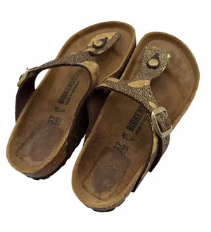 Birkenstock Gizeh Metallic Gold Splatter Leather Thong Sandals Brown EU 37 US 6 thumbnail 1
