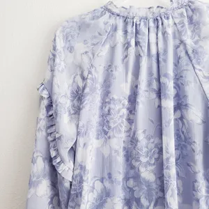 Joie Floral Button Down Long Sleeve Ruffle Blouse thumbnail 7