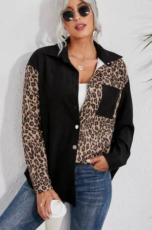 SheIn Cheetah Button Up Jacket thumbnail 1