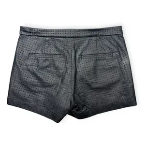Banana Republic | NWT | 0 | Black Faux Leather Perforated Lined Chino Shorts thumbnail 6