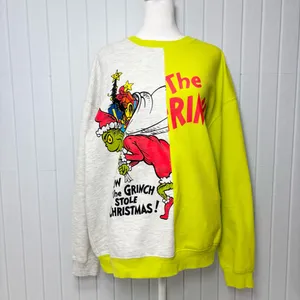 Dr. Seuss Grinch Christmas Sweatshirt Green and Gray‎ Size XXL thumbnail 9