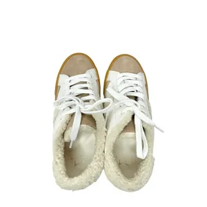 Marc Fisher‎ Ltd. Sidewalk Low Top Sneakers White Leather Sherpa Suede Size 6 thumbnail 6