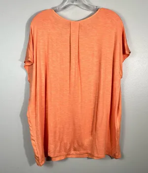Nine West Jeans Orange Viscose Short Sleeve V-Neck Casual Top XL NWT NEW Spring thumbnail 5